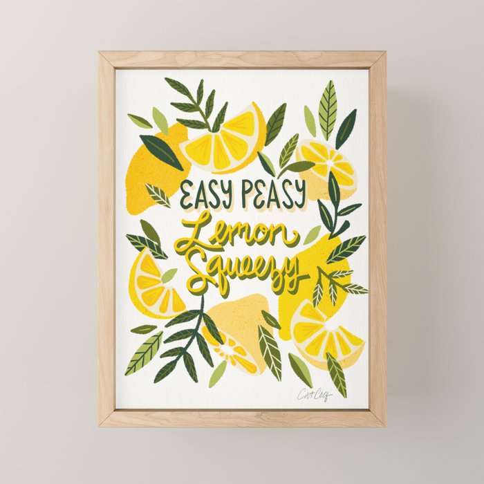 Easy Peasy Lemon Squeezy Citrus - Yellow & Green Palette Mini Art Print Gallery Image 1