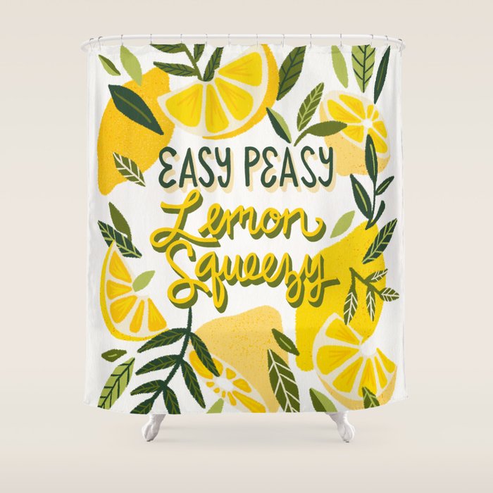 Easy Peasy Lemon Squeezy Citrus - Yellow & Green Palette Shower Curtain Gallery Image 1