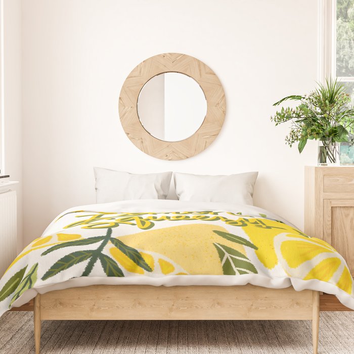 Easy Peasy Lemon Squeezy Citrus - Yellow & Green Palette Duvet Cover Gallery Image 3