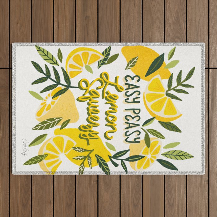 Easy Peasy Lemon Squeezy Citrus - Yellow & Green Palette Outdoor Rug Gallery Image 1