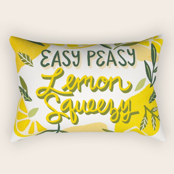 Easy Peasy Lemon Squeezy Citrus - Yellow & Green Palette Rectangular Pillow Gallery Image 2
