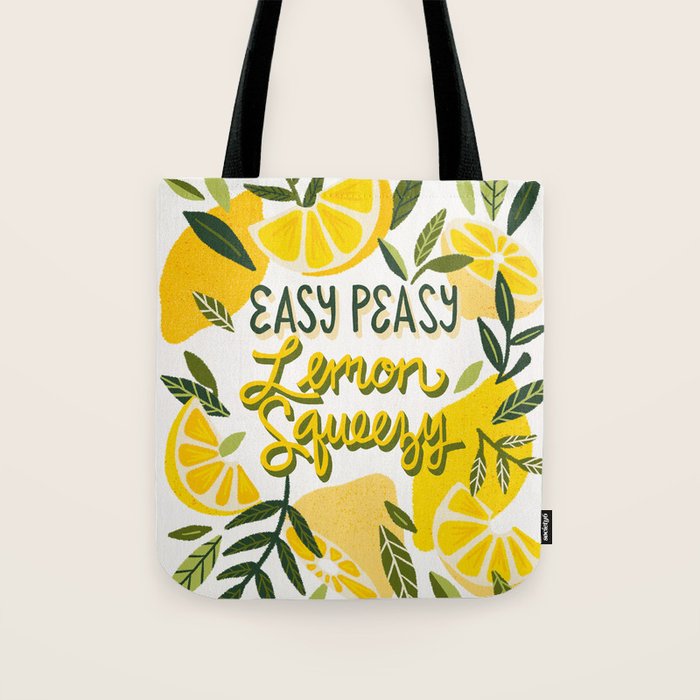 Easy Peasy Lemon Squeezy Citrus - Yellow & Green Palette Tote Bag Gallery Image 1