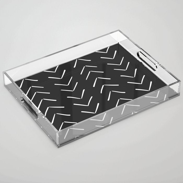 Boho Big Arrows in Black and White Acrylic Tray Gallery Image 1