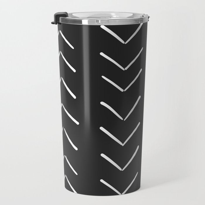 Boho Big Arrows in Black and White Travel Mug Gallery Image 3