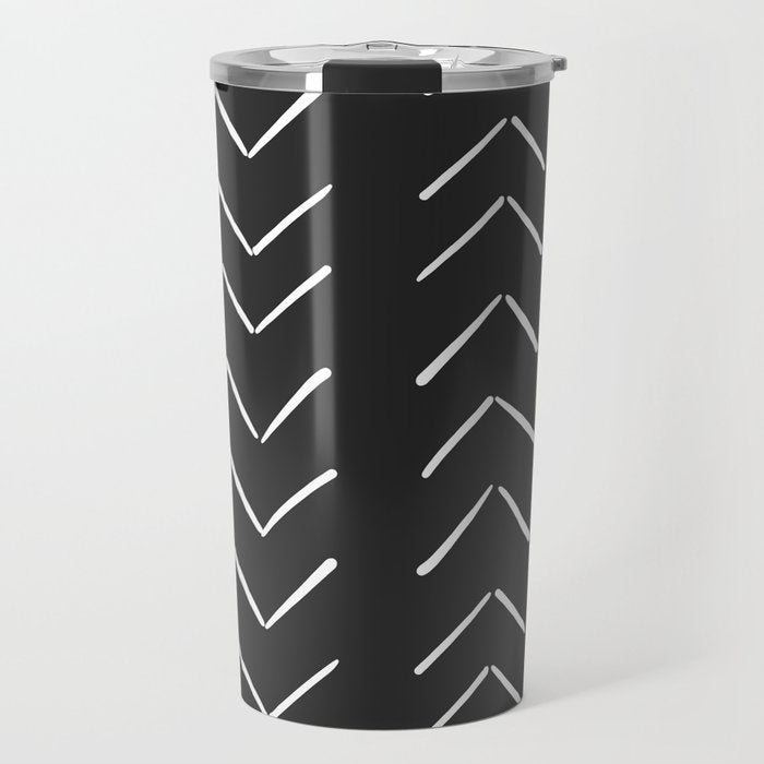 Boho Big Arrows in Black and White Travel Mug Gallery Image 1