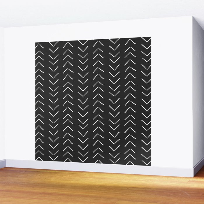 Boho Big Arrows in Black and White Wall Mural Gallery Image 2
