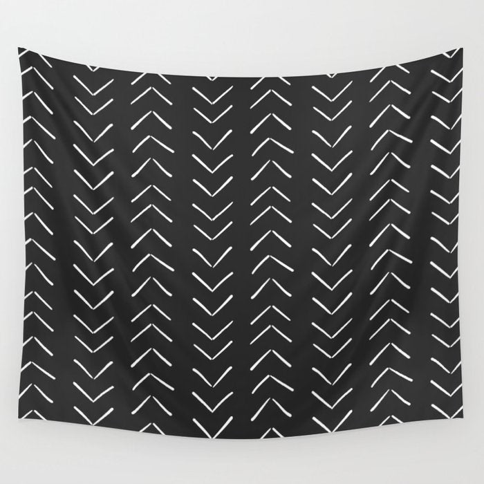 Boho Big Arrows in Black and White Wall Tapestry Gallery Image 1