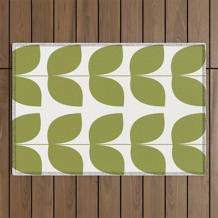 Mid Century Modern Leaves Green #society6 #buyart Outdoor Rug Gallery Image 1