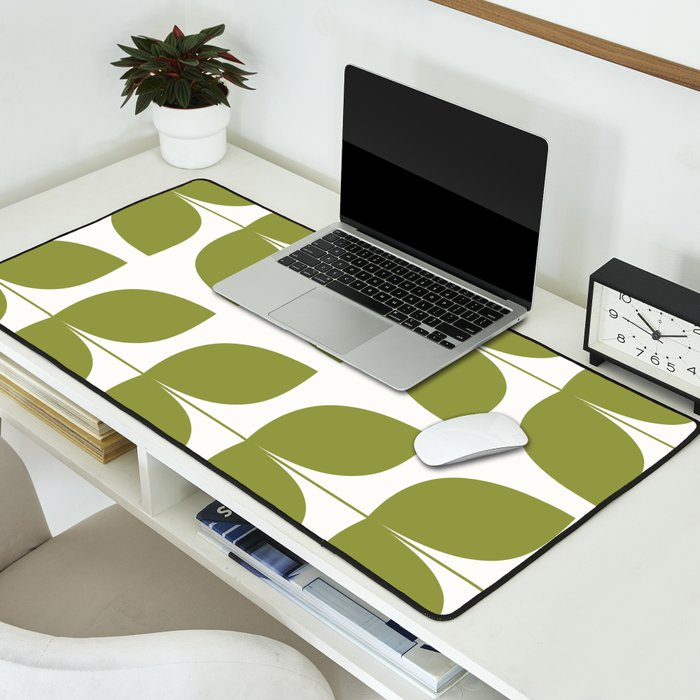 Mid Century Modern Leaves Green #society6 #buyart Desk Mat Gallery Image 2