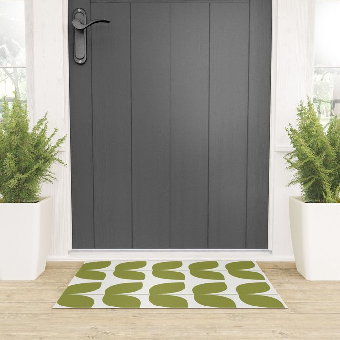 Mid Century Modern Leaves Green #society6 #buyart Welcome Mat Gallery Image 3