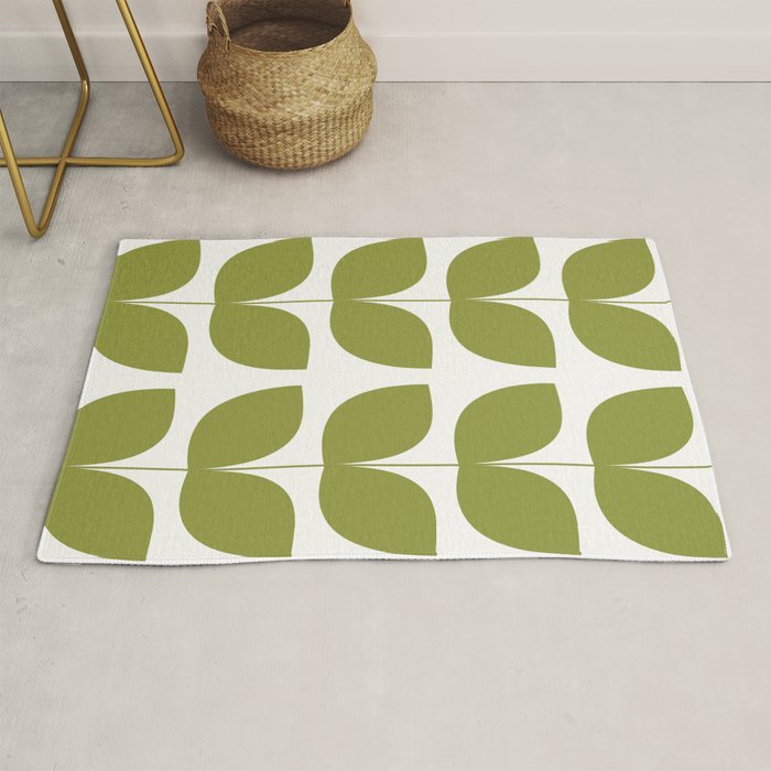Mid Century Modern Leaves Green #society6 #buyart Rug Gallery Image 1