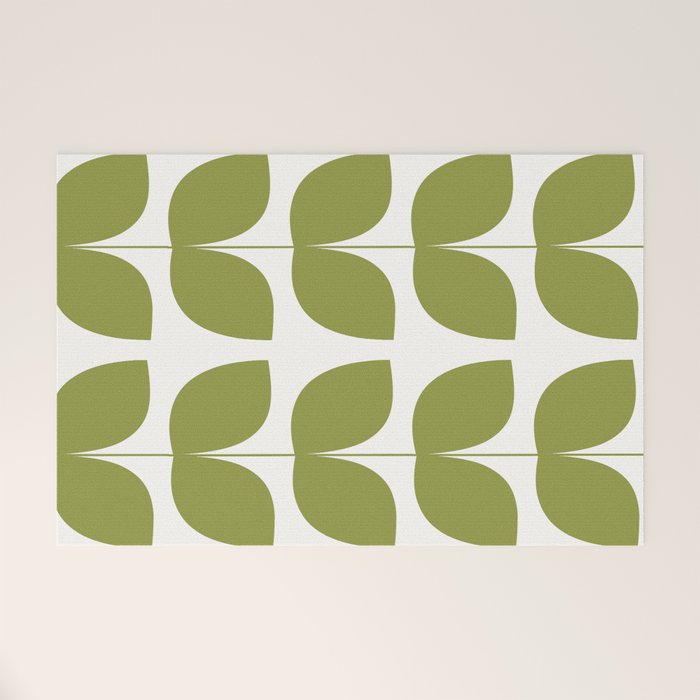 Mid Century Modern Leaves Green #society6 #buyart Welcome Mat Gallery Image 1