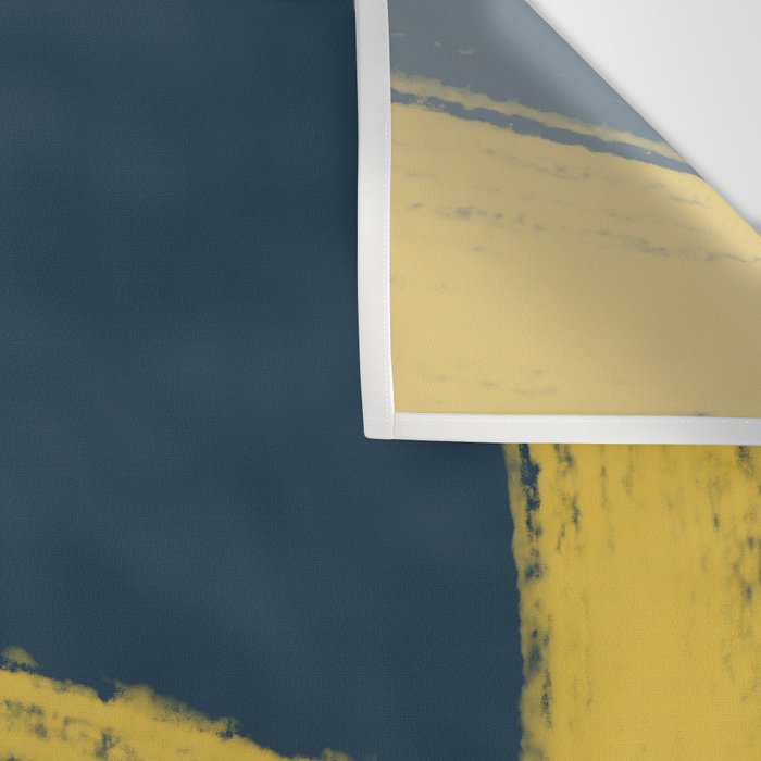Abstract Minimalist Painted Brushstrokes in Light Mustard and Navy Blue 1 Wall Tapestry Gallery Image 3