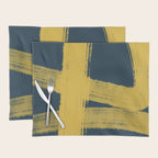 Abstract Minimalist Painted Brushstrokes in Light Mustard and Navy Blue 1 Placemat Gallery Image 1