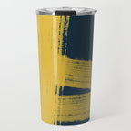 Abstract Minimalist Painted Brushstrokes in Light Mustard and Navy Blue 1 Travel Mug Gallery Image 1