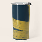 Abstract Minimalist Painted Brushstrokes in Light Mustard and Navy Blue 1 Travel Mug Gallery Image 2
