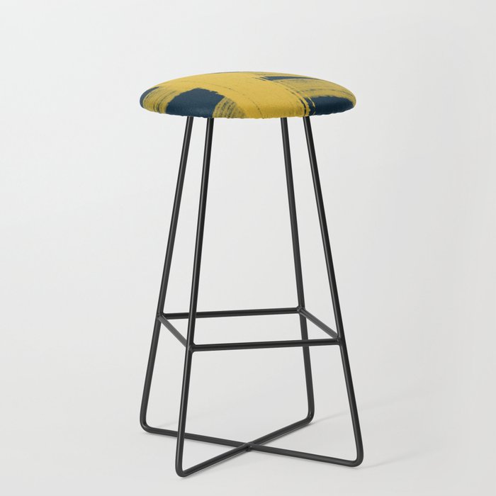 Abstract Minimalist Painted Brushstrokes in Light Mustard and Navy Blue 1 Stool Gallery Image 1