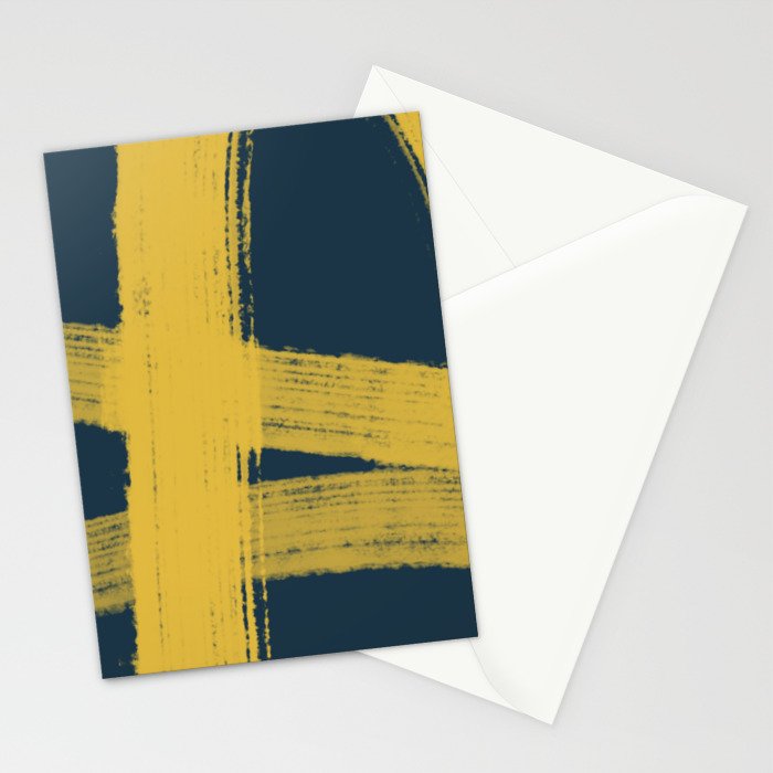 Abstract Minimalist Painted Brushstrokes in Light Mustard and Navy Blue 1 Stationery Card Gallery Image 2