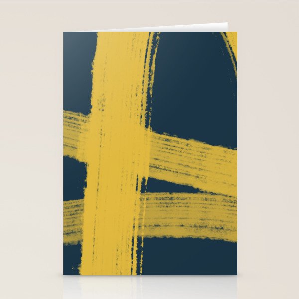 Abstract Minimalist Painted Brushstrokes in Light Mustard and Navy Blue 1 Stationery Card Gallery Image 1