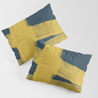 Abstract Minimalist Painted Brushstrokes in Light Mustard and Navy Blue 1 Pillow Sham Gallery Image 3