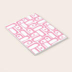 Mid Century Modern Piquet Abstract Multi Geometric Pattern in Retro Pink and White Notebook Gallery Image 3