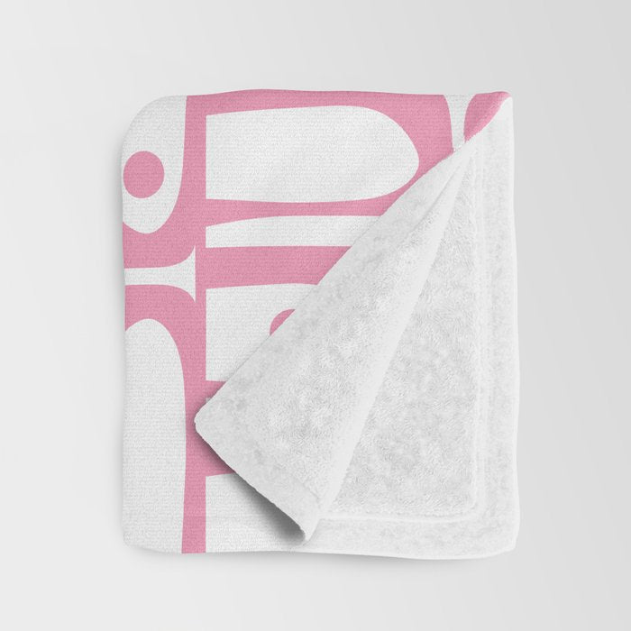 Mid Century Modern Piquet Abstract Multi Geometric Pattern in Retro Pink and White Throw Blanket Gallery Image 3