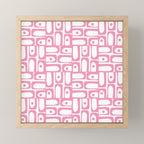 Mid Century Modern Piquet Abstract Multi Geometric Pattern in Retro Pink and White Mini Art Print Gallery Image 1