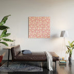 Mid Century Modern Piquet Abstract Multi Geometric Pattern in Retro Pink and White Wood Wall Art Gallery Image 2