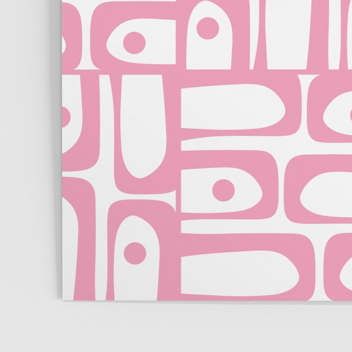 Mid Century Modern Piquet Abstract Multi Geometric Pattern in Retro Pink and White Poster Gallery Image 3