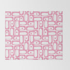 Mid Century Modern Piquet Abstract Multi Geometric Pattern in Retro Pink and White Throw Blanket Gallery Image 2