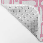 Mid Century Modern Piquet Abstract Multi Geometric Pattern in Retro Pink and White Bath Mat Gallery Image 2