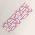 Mid Century Modern Piquet Abstract Multi Geometric Pattern in Retro Pink and White Yoga Mat Gallery Image 1