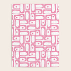 Mid Century Modern Piquet Abstract Multi Geometric Pattern in Retro Pink and White Poster Gallery Image 4