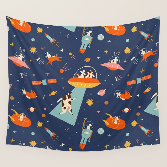Cosmic dogs Wall Tapestry Gallery Image 1