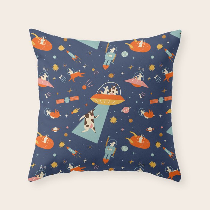 Cosmic dogs Throw Pillow Gallery Image 6