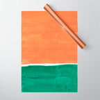 Emerald Green Tan Rothko Inspired Colourfield Squares Minimal Minimalist Mid Century Style by Ejaaz Haniff Wrapping Paper Gallery Image 1