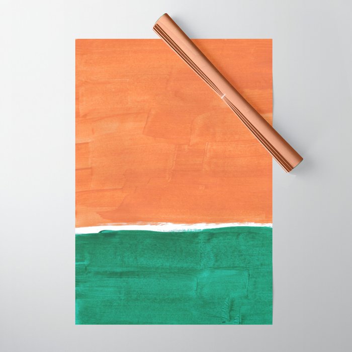 Emerald Green Tan Rothko Inspired Colourfield Squares Minimal Minimalist Mid Century Style by Ejaaz Haniff Wrapping Paper Gallery Image 1