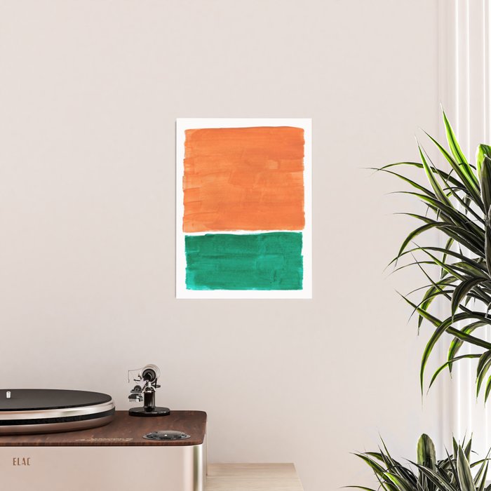 Emerald Green Tan Rothko Inspired Colourfield Squares Minimal Minimalist Mid Century Style by Ejaaz Haniff Poster Gallery Image 2