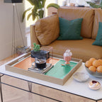 Emerald Green Tan Rothko Inspired Colourfield Squares Minimal Minimalist Mid Century Style by Ejaaz Haniff Serving Tray Gallery Image 2