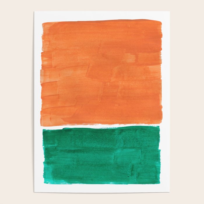 Emerald Green Tan Rothko Inspired Colourfield Squares Minimal Minimalist Mid Century Style by Ejaaz Haniff Poster Gallery Image 4