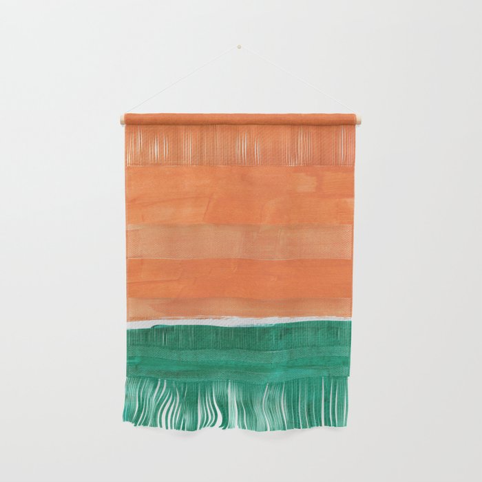 Emerald Green Tan Rothko Inspired Colourfield Squares Minimal Minimalist Mid Century Style by Ejaaz Haniff Wall Hanging Gallery Image 1