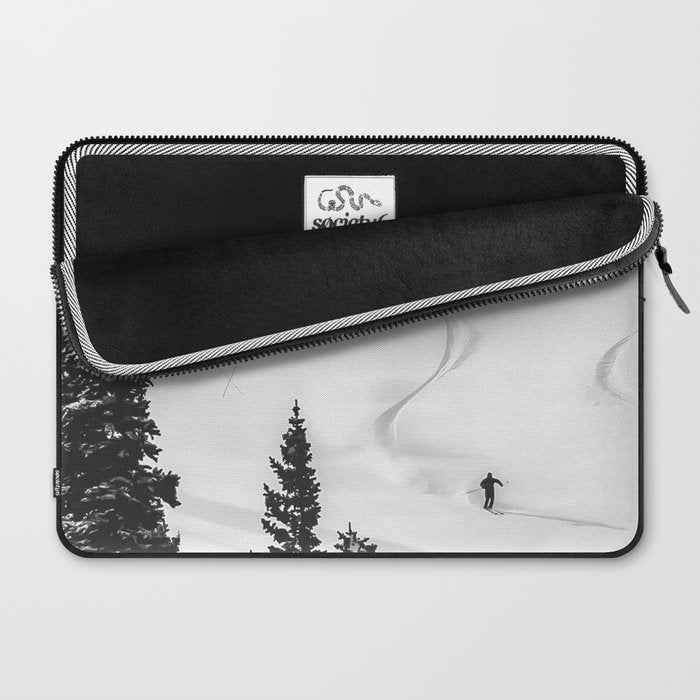 Backcountry Skier // Fresh Powder Snow Mountain Ski Landscape Black and White Photography Vibes Laptop Sleeve Gallery Image 2