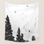Backcountry Skier // Fresh Powder Snow Mountain Ski Landscape Black and White Photography Vibes Wall Tapestry Gallery Image 4