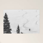 Backcountry Skier // Fresh Powder Snow Mountain Ski Landscape Black and White Photography Vibes Welcome Mat Gallery Image 1