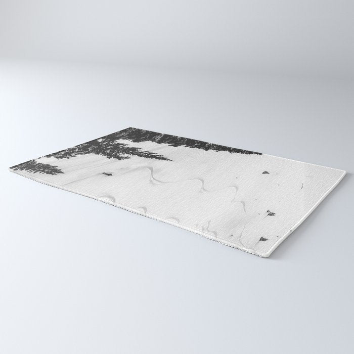 Backcountry Skier // Fresh Powder Snow Mountain Ski Landscape Black and White Photography Vibes Rug Gallery Image 3