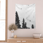 Backcountry Skier // Fresh Powder Snow Mountain Ski Landscape Black and White Photography Vibes Wall Tapestry Gallery Image 2