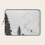 Backcountry Skier // Fresh Powder Snow Mountain Ski Landscape Black and White Photography Vibes Laptop Sleeve Gallery Image 1