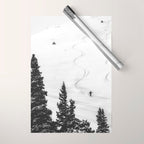 Backcountry Skier // Fresh Powder Snow Mountain Ski Landscape Black and White Photography Vibes Wrapping Paper Gallery Image 1