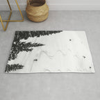 Backcountry Skier // Fresh Powder Snow Mountain Ski Landscape Black and White Photography Vibes Rug Gallery Image 1