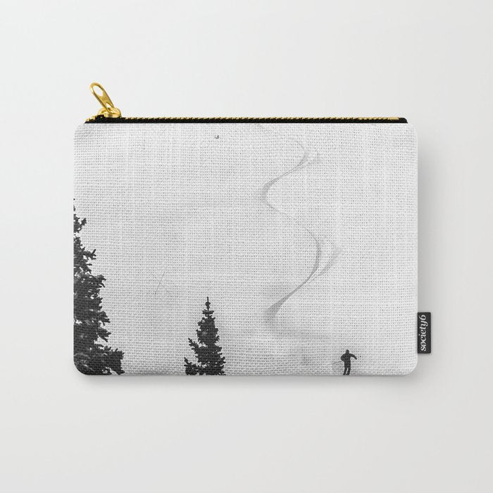 Backcountry Skier // Fresh Powder Snow Mountain Ski Landscape Black and White Photography Vibes Carry All Pouch Gallery Image 1